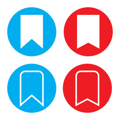 Bookmark button icons. Flat, color, bookmark buttons set, button design for social networks, bookmark icons. Vector icons.