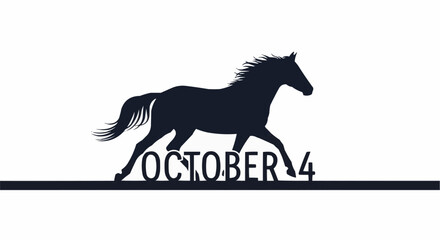 World animal day  silhouette of running horse with october fourth date equestrian animal design for horse lovers and october events vector