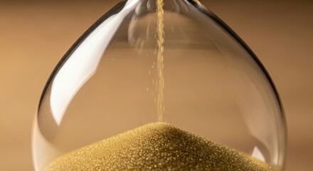Hourglass elegantly showing the passage of time with golden sand meticulously measured to