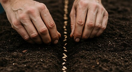 Gardener Nurturing Nature by Planting Seeds in Earth