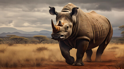 Black Rhino in nature
