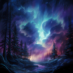 Blue and violet aurora