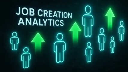 Visual representation of job creation analytics with upward trends and growth symbols, ideal for business and employment themes.