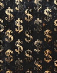 Grungy dollar signs on a dark background