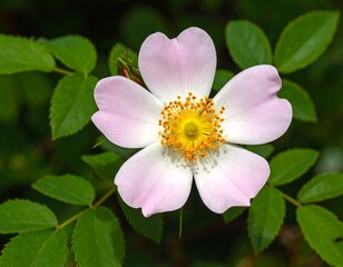 Delicate Blossom of a Dog Rose in Sunlight