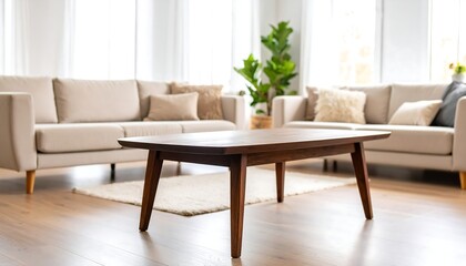 Modern living room with wooden coffee table