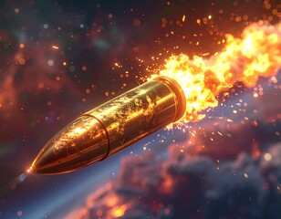 Fiery bullet piercing space