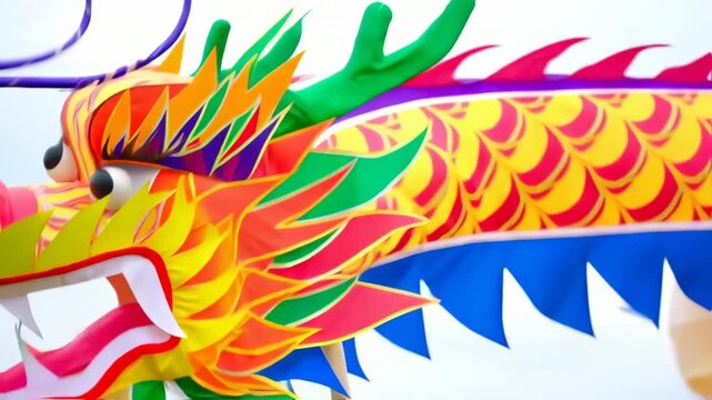 Colorful dragon head and scales