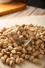 Pistachios. A healthy snack, an important source of vegetable protein, fiber, healthy fats, vitamins, and minerals. They can be eaten as a snack or as an ingredient in a wide variety of recipes.