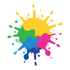 Colorful paint splashes and blots a vibrant, creative concept	