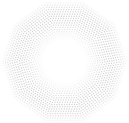 Polygon frame with 18 concentric dotted lines varying in thickness from inside thinner to outside thicker with gradient from center outward.
