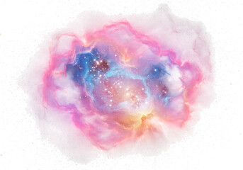 Vibrant nebula cluster isolated on transparent background