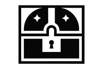 Treasure chest icon shows a keyhole and sparkles, demonstrating a hidden cache © Bably