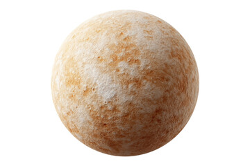 Fototapeta premium Textured spherical object with brown and white patterns on black background, cut out