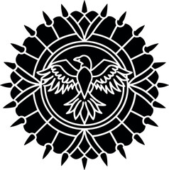 Fototapeta premium mandala eagle wings soaring illustration on transparent background