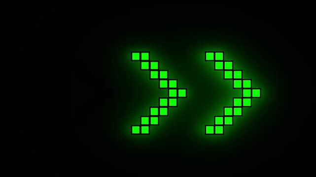 drei gr&uuml;ne, abwechselnd blinkende Pfeile zeigen nach rechts