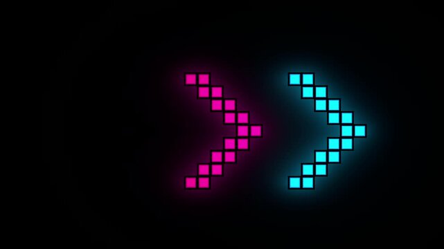 drei bunte abwechselnd leuchtende Pfeile zeigen nach rechts