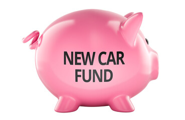 New Car fund with piggy bank. 3D rendering