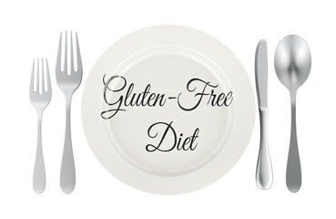 Gluten Free Diet, plate. 3D rendering