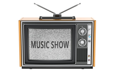 Music Show concept with retro TV. 3D rendering
