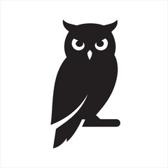 Fototapeta premium Silhouette vector art of Owl on a transparent background.