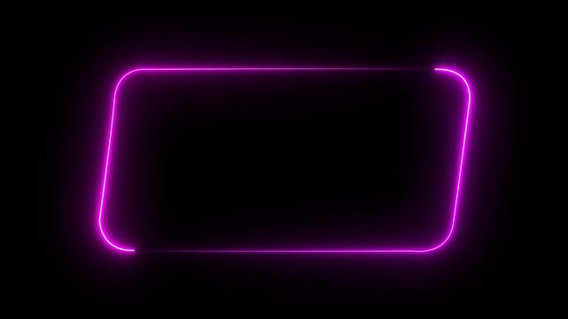 Animated Neon frame rounded parallelogram, neon sign animation background