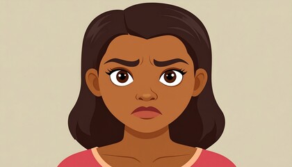 Upset young woman's face