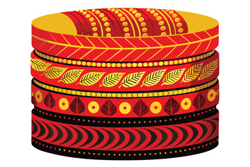 Stack of Traditional Indian Red and Gold Bangles with Intricate Patterns bracelets Indian jewelry