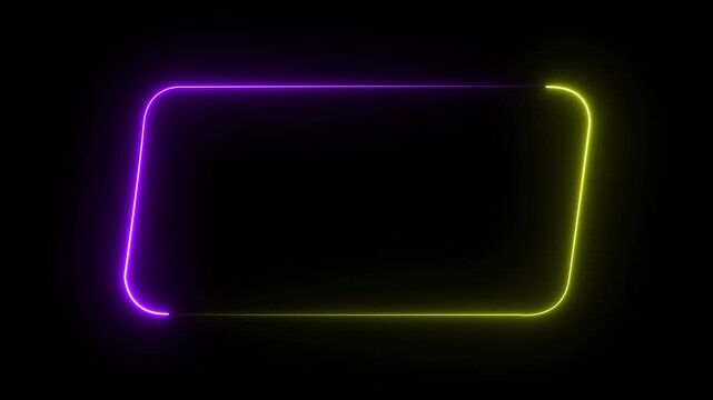 Animated Neon frame rounded parallelogram, neon sign animation background