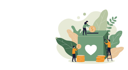 Illustrating the act of charitable giving and financial contributions to support good causes and aid those in need through various platforms and donations