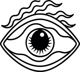 surreal eye with glowing waves emerging illustration on transparent background