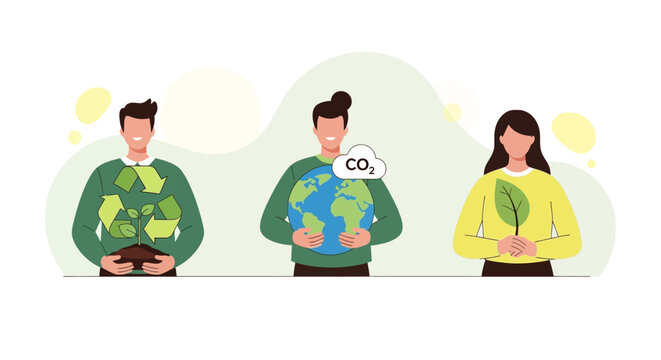 People showing dedication to environmental sustainability and conservation efforts protecting the planet