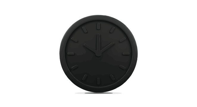 Sleek minimalist black clock face with subtle shadow details, representing time management and modern scheduling concepts on an isolated white background for various design applications