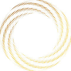 Gold Halftone round frame. Golden luxury Halftone twisted circle