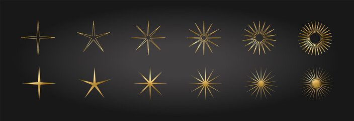Gold Star icon set. Holiday stars art