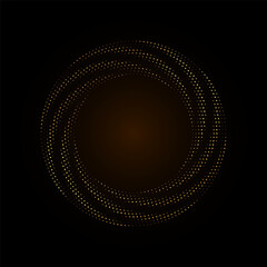 Gold Halftone round frame. Golden luxury Halftone twisted circle