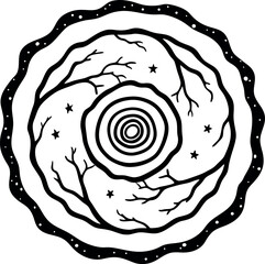 tree branches forming spiral galaxy illustration on transparent background