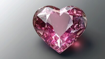 Pink Heart-Shaped Diamond Isolated on Transparent Background, Elegant and Luxurious Design.