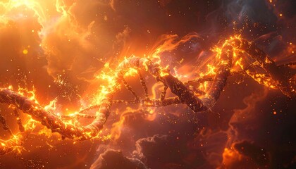 Fiery DNA spiral in a cosmic blaze