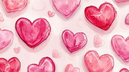 Pink Hearts Seamless Girlish Background, Perfect for Feminine Designs and Decor.