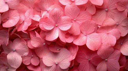 Pink Natural Hydrangea Flower Petal Texture Background, Elegant and Floral.