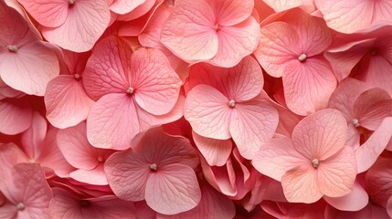 Pink Natural Hydrangea Flower Petal Texture Background, Elegant and Floral.