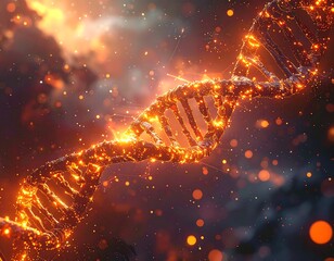 Fiery DNA spiraling through a fiery nebula