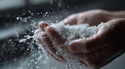 Fototapeta premium Hands washing with soap and water in hygiene concept