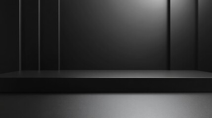 Plain Solid Black Color Background, Empty Space for Studio Room and Product Display.