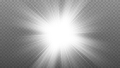 White light explosion, starburst glow effect on transparent background.  © Iryna