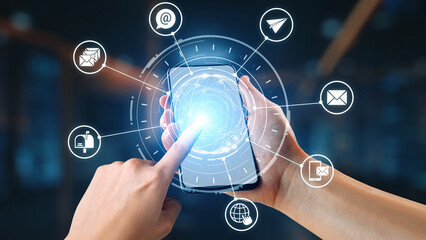 Email icons show digital communication, email service, and inbox management. Email supports online messaging, email notification, and secure exchange. Gist