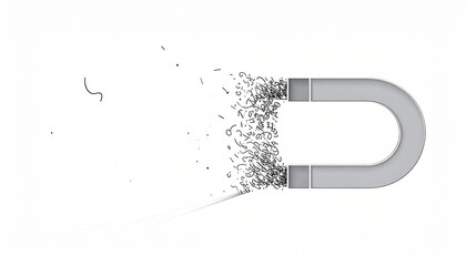 Silhouette of Magnet with Iron Filings. Science concept. Generated Image