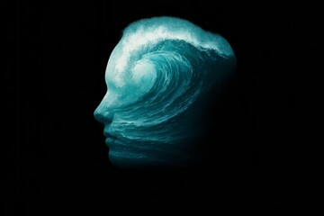 Naklejka premium Mindful Ocean: A Surreal Portrait
