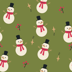 Winter Christmas New Year with snowman pattern background for packaging and decoration